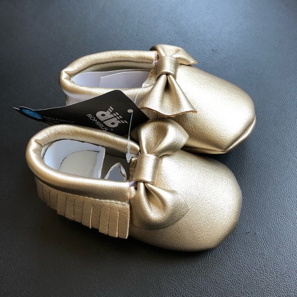 ROMIRUS moccasins sandals VEGAN Leather soft sole baby sz 3 black girl boy